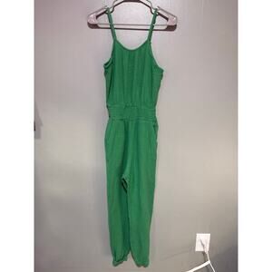 Jolie & Joy Gauze Jumpsuit Womens Medium Green Sleeveless Wide Leg Boho Romper